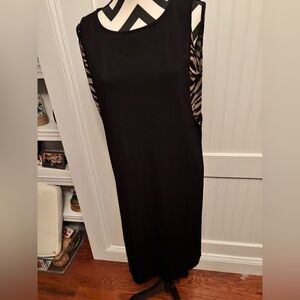 IMAN Black Tank Top with Zebra Print Details